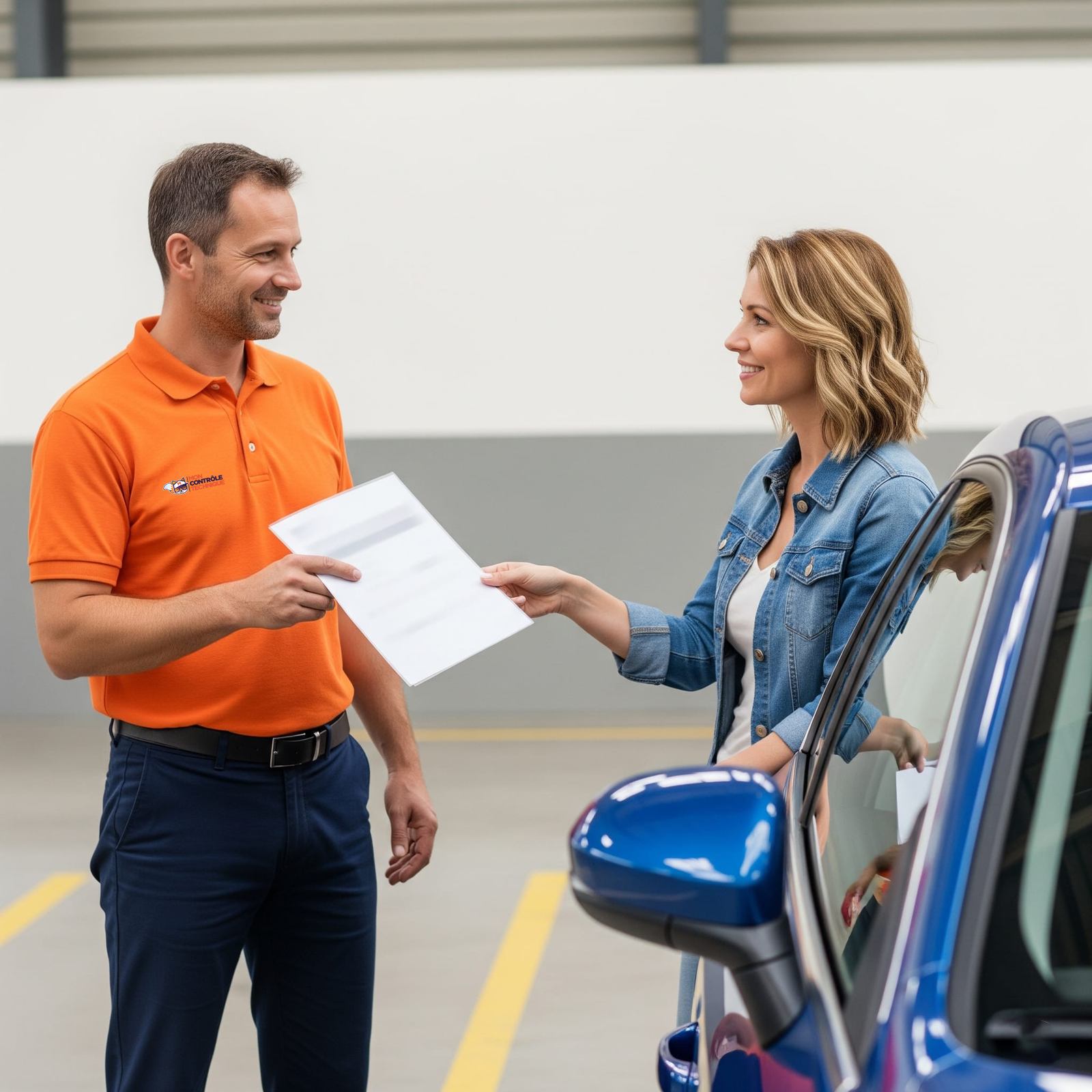 femme recevant pv de controle technique beaujoire auto controle